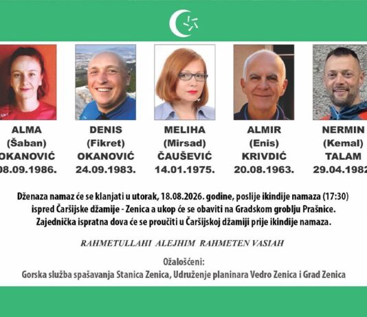 Tijela pet zeničkih planinara dopremljena u BiH, sutra dženaza i dan žalosti